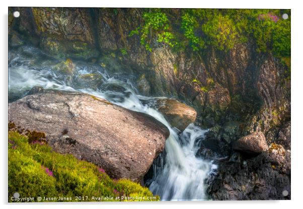 Rocky Waterfall Stream  Acrylic by Jason Jones