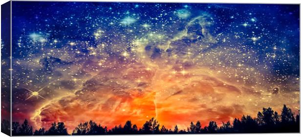 Galaxy Sunset Canvas Print by Erin Hayes