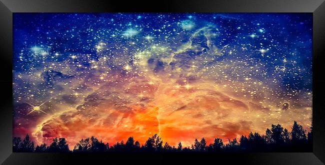 Galaxy Sunset Framed Print by Erin Hayes