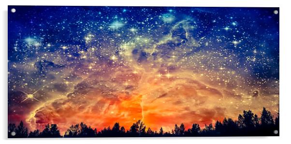 Galaxy Sunset Acrylic by Erin Hayes