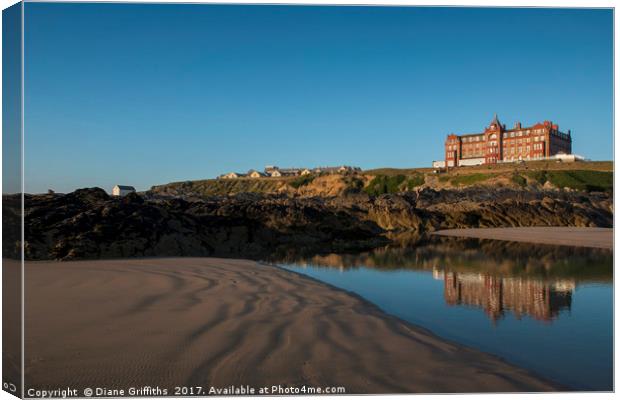 The Headland Hotel Newquay Canvas Print by Diane Griffiths