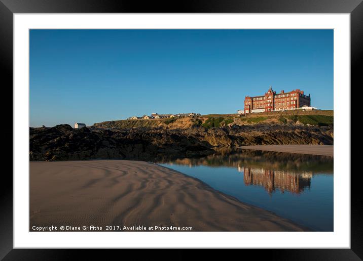 The Headland Hotel Newquay Framed Mounted Print by Diane Griffiths