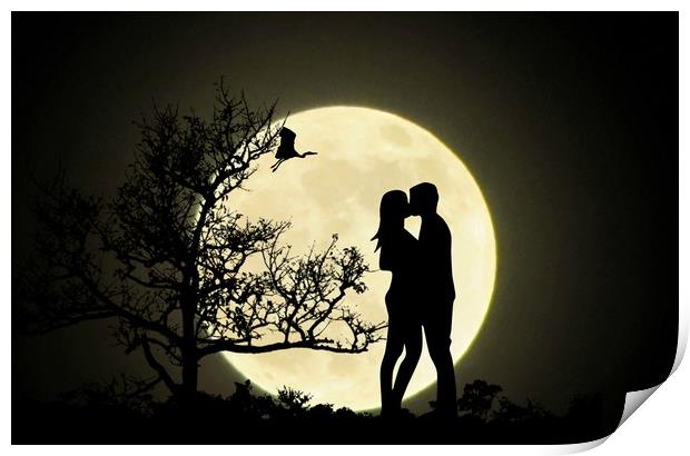 moonlight kiss Print by sue davies
