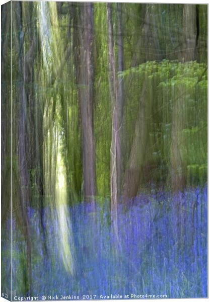 Bluebell Woods in Abstract Blur Canvas Print by Nick Jenkins