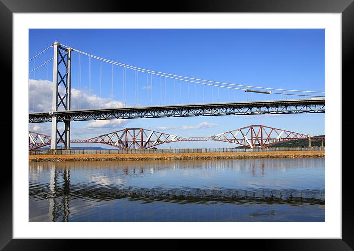Forth road bridge, Queensferry, Scotland Framed Mounted Print by Linda More