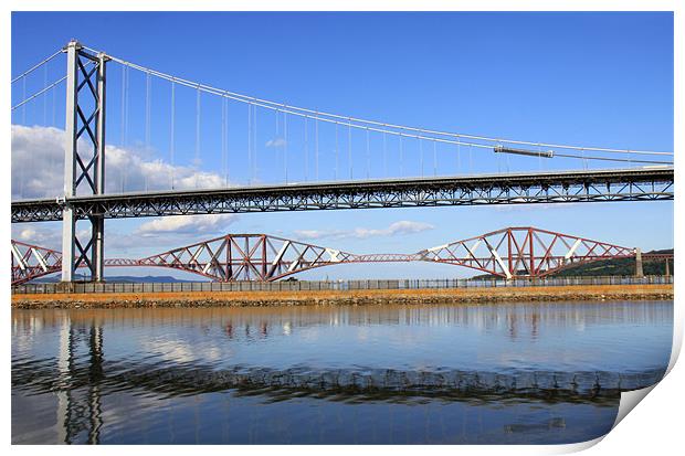 Forth road bridge, Queensferry, Scotland Print by Linda More
