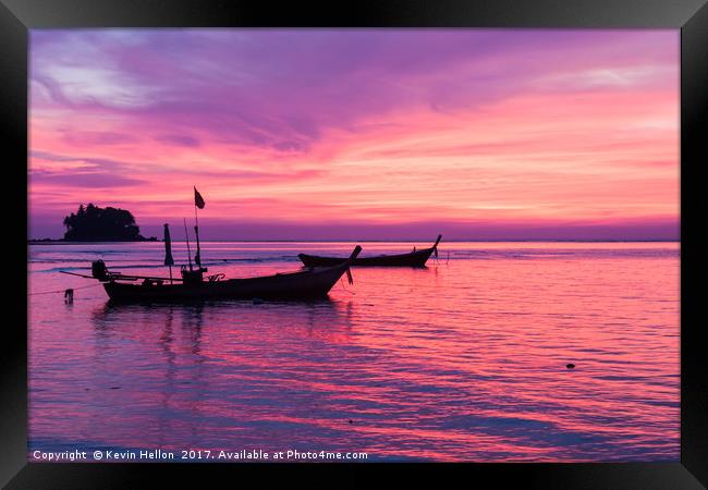 Sunset at Nai Yang beach Framed Print by Kevin Hellon