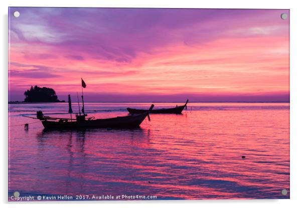 Sunset at Nai Yang beach Acrylic by Kevin Hellon