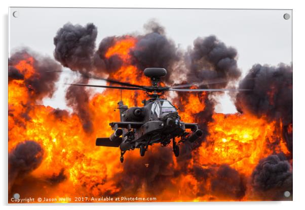 Army Air Corps WAH-64D Apache in front of a wall o Acrylic by Jason Wells