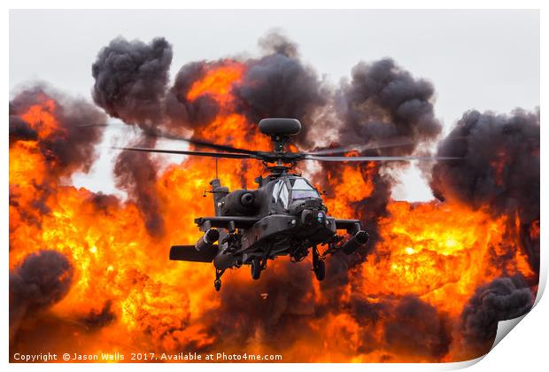 Army Air Corps WAH-64D Apache in front of a wall o Print by Jason Wells