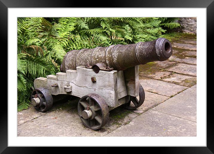 Ancient cannon at Cawdor Castle Framed Mounted Print by Linda More