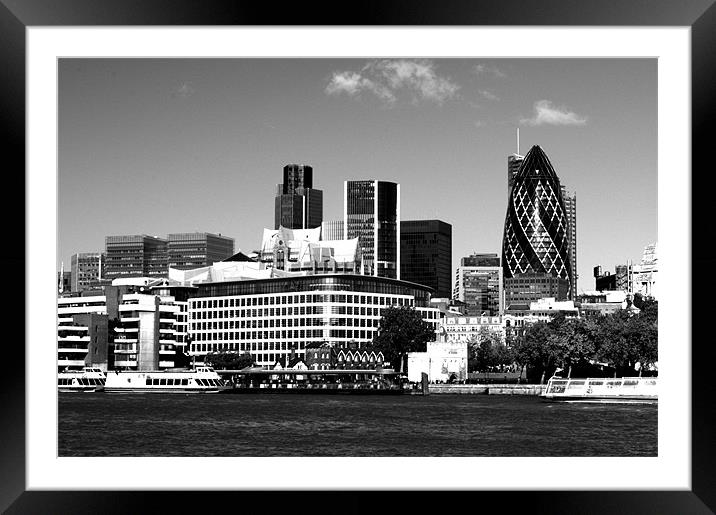 City of London Skyline in Black and white Framed Mounted Print by Chris Day