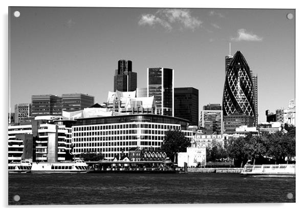 City of London Skyline in Black and white Acrylic by Chris Day
