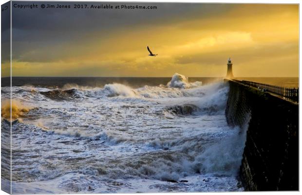 Stormy weather at Tynemouth Canvas Print by Jim Jones