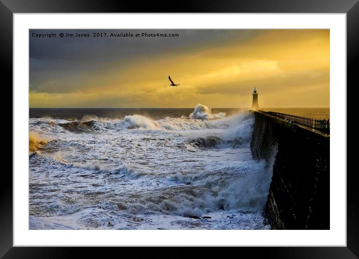 Stormy weather at Tynemouth Framed Mounted Print by Jim Jones