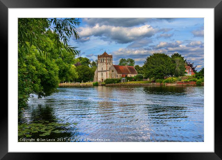 Across the Thames To Bisham Church Framed Mounted Print by Ian Lewis