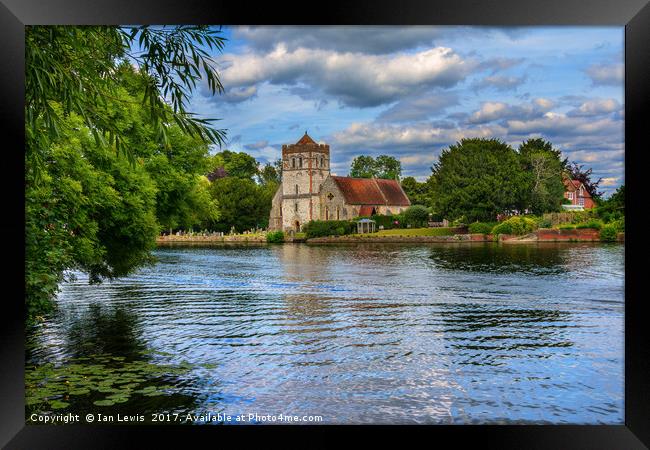 Across the Thames To Bisham Church Framed Print by Ian Lewis