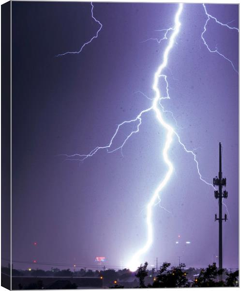 Amarillo gunshot lightning, Texas. Canvas Print by John Finney