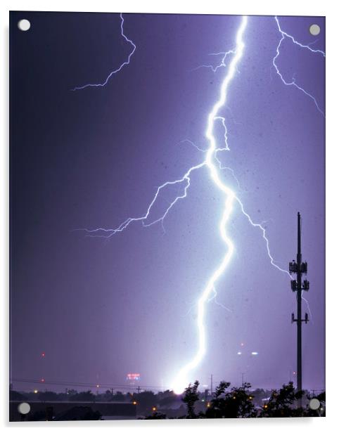 Amarillo gunshot lightning, Texas. Acrylic by John Finney