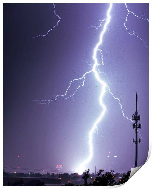 Amarillo gunshot lightning, Texas. Print by John Finney