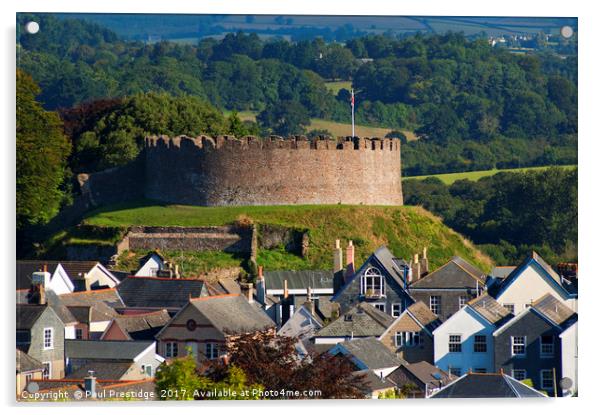 Totnes Castle Acrylic by Paul F Prestidge