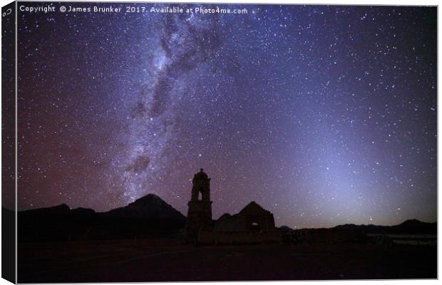 Milky Way Zodiacal Light and Mt Sajama Bolivia Canvas Print by James Brunker