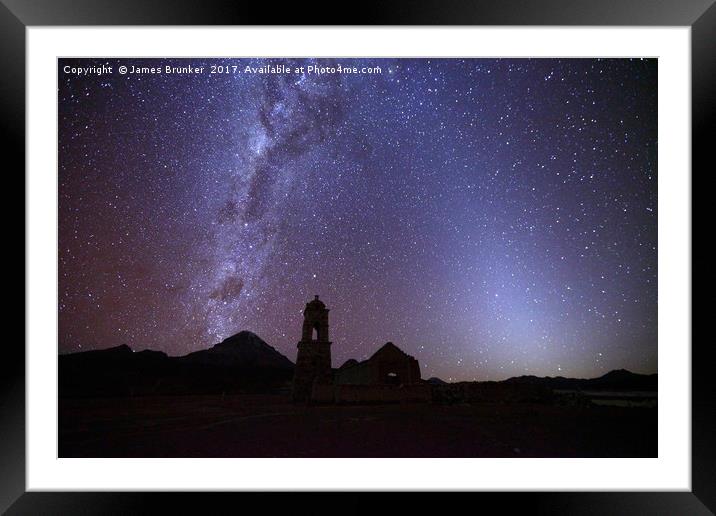 Milky Way Zodiacal Light and Mt Sajama Bolivia Framed Mounted Print by James Brunker