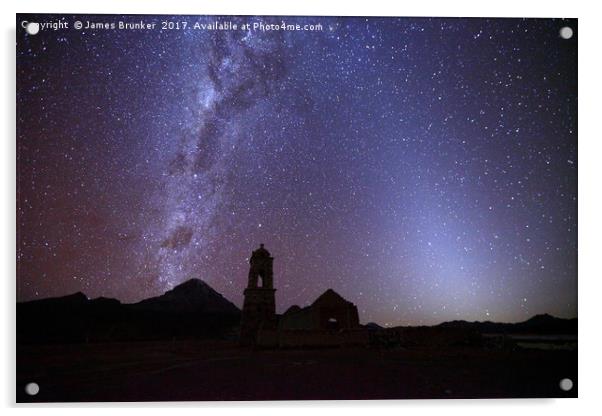 Milky Way Zodiacal Light and Mt Sajama Bolivia Acrylic by James Brunker