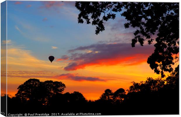 Hot Air Balloon at Sunset over Silverton Canvas Print by Paul F Prestidge
