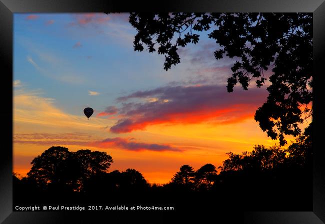 Hot Air Balloon at Sunset over Silverton Framed Print by Paul F Prestidge