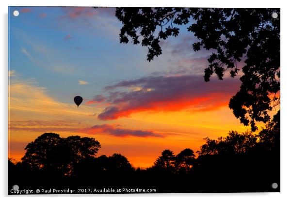 Hot Air Balloon at Sunset over Silverton Acrylic by Paul F Prestidge