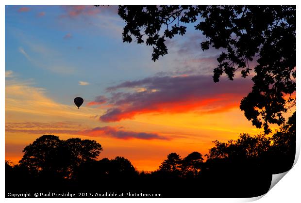 Hot Air Balloon at Sunset over Silverton Print by Paul F Prestidge
