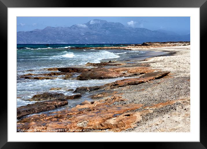 Rugged Shoreline on Chrissi Island, Crete Framed Mounted Print by Kasia Design