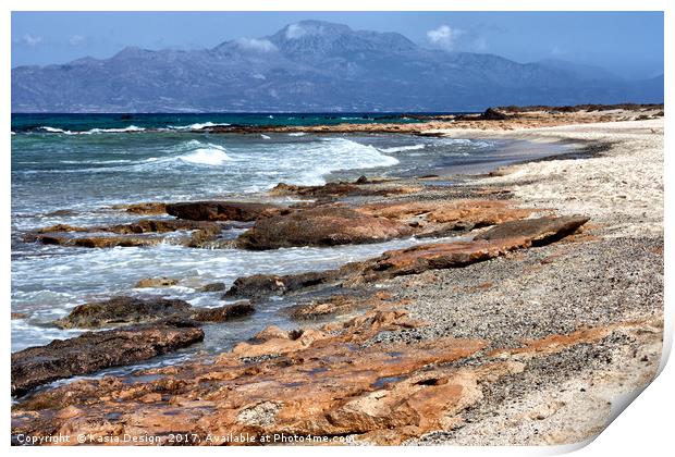 Rugged Shoreline on Chrissi Island, Crete Print by Kasia Design