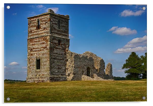 Knowlton Church Ruins, Dorset Acrylic by Phil Clements