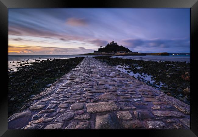 Blue hour at St Michael's Mount, Marazion Framed Print by Michael Brookes