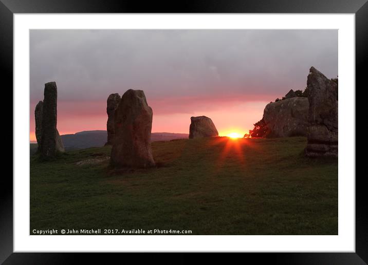 Sunset Over Standing Stones Framed Mounted Print by John Mitchell
