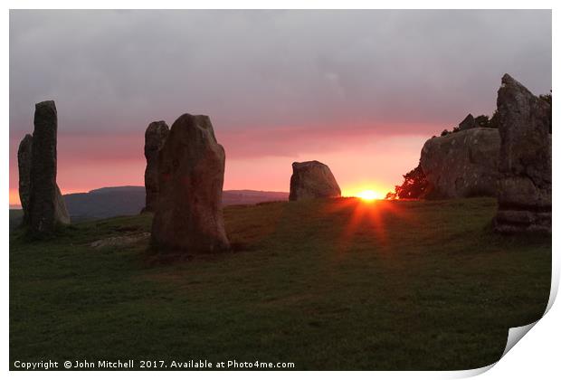 Sunset Over Standing Stones Print by John Mitchell