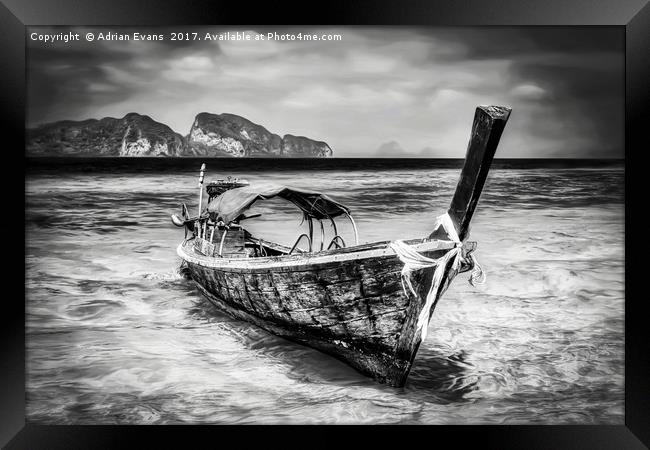 Longtail Boat Thailand Framed Print by Adrian Evans