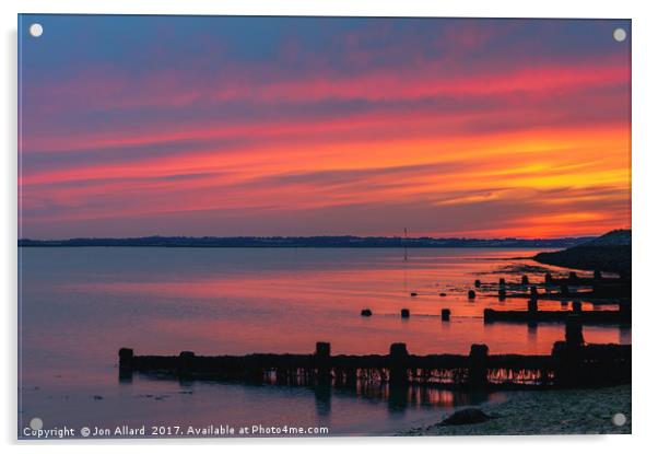 Sunset on Sea Acrylic by Jon Allard