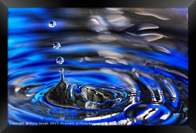 Droplets in Blue Framed Print by Philip Gough