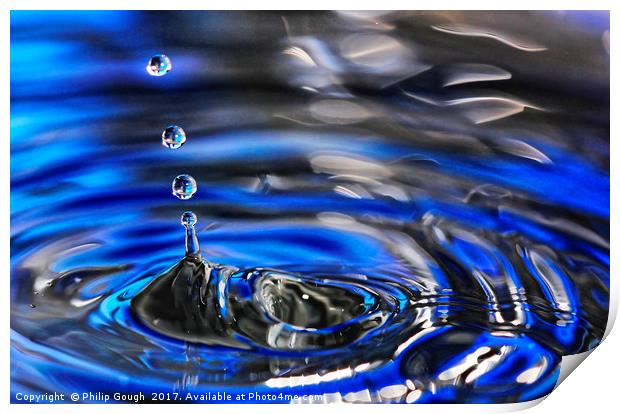 Droplets in Blue Print by Philip Gough