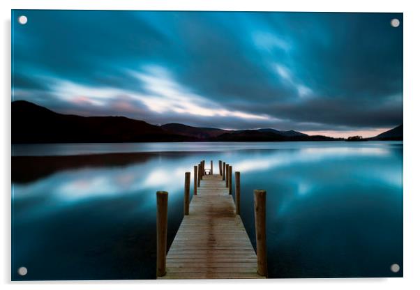 Derwent water dawn  Acrylic by John Finney
