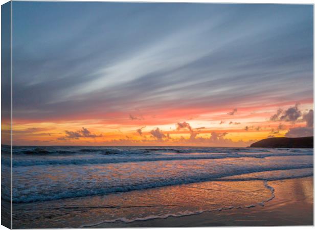 Croyde Beach Sunset Canvas Print by Images of Devon