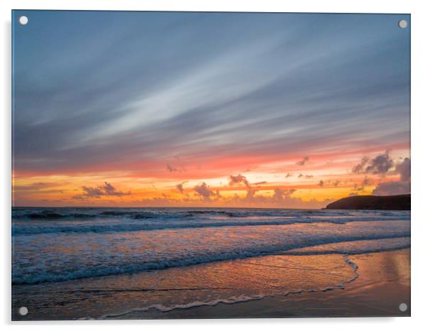 Croyde Beach Sunset Acrylic by Images of Devon