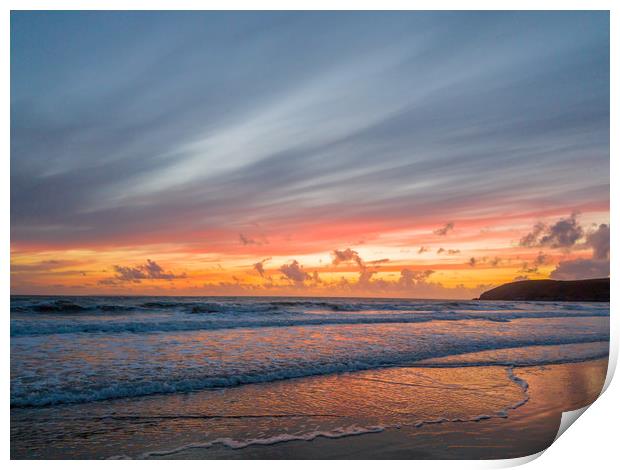 Croyde Beach Sunset Print by Images of Devon