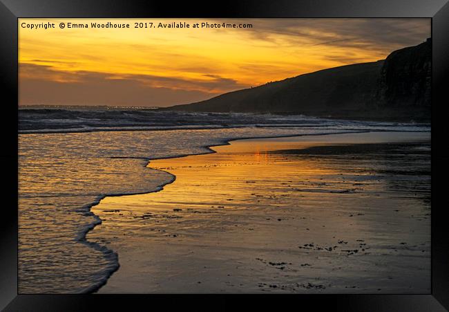 Sunset at Rest Bay Framed Print by Emma Woodhouse