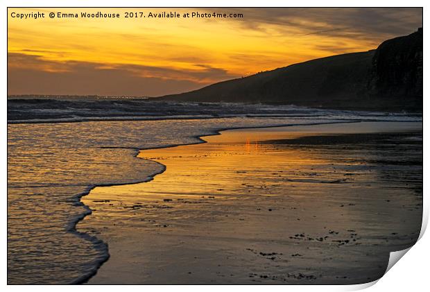 Sunset at Rest Bay Print by Emma Woodhouse
