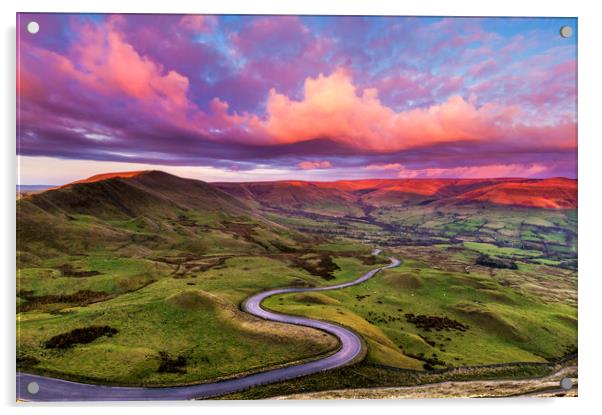 Edale road, Peak District.  Acrylic by John Finney