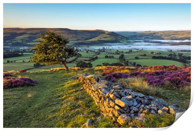 Peak District morning view, Hope valley. Print by John Finney